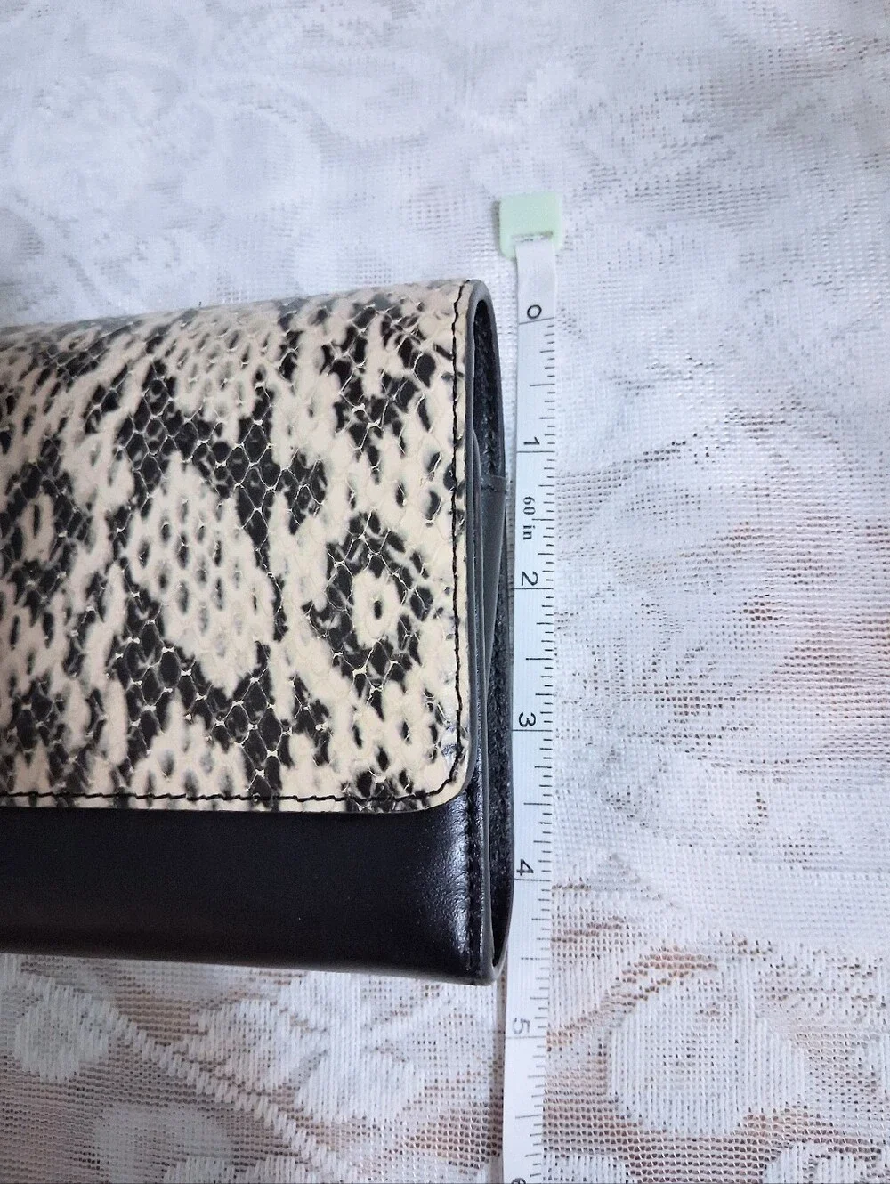 Henri Bendel LeatherUptown Organizer Wallet Snakeskin And Black Leather